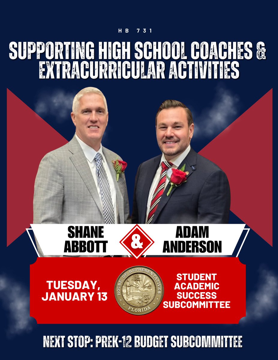 AdamAndersonFL's tweet image. MOVE THE CHAINS!
HB 731 advances on opening day, giving school districts more flexibility to fairly compensate the coaches who build strong teams, discipline, and overall student success! Big win for Florida coaches! Thank you Rep. @ShaneAbbottFL for teaming up!

@PayFLCoaches