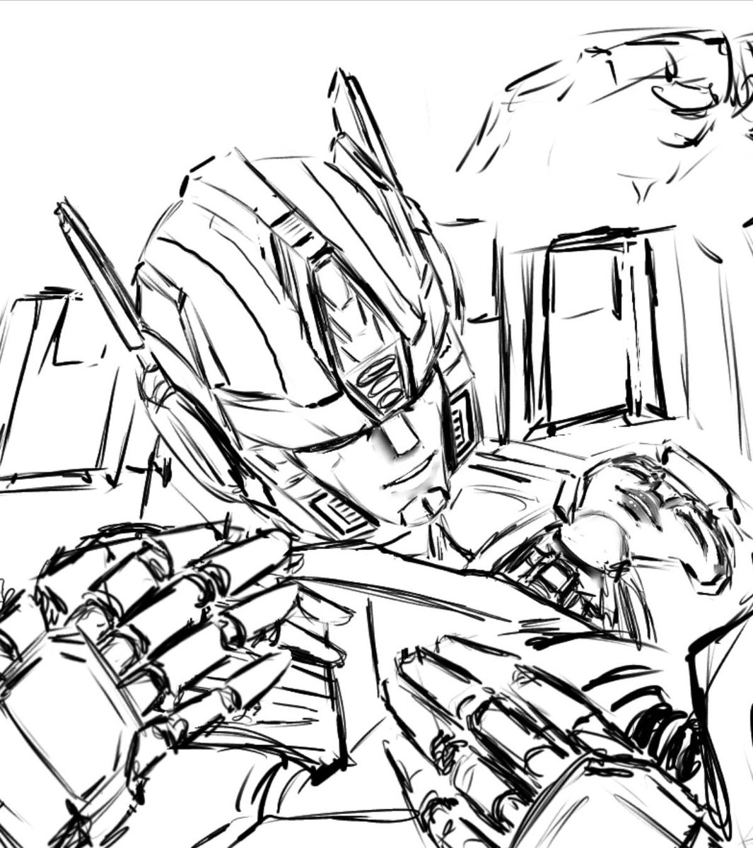 BluePortalBox's tweet image. Ooof: Oppy's face was annoying me so I had to adjust him lol.
His servos covers hers....what a sweet gentlemech 😭