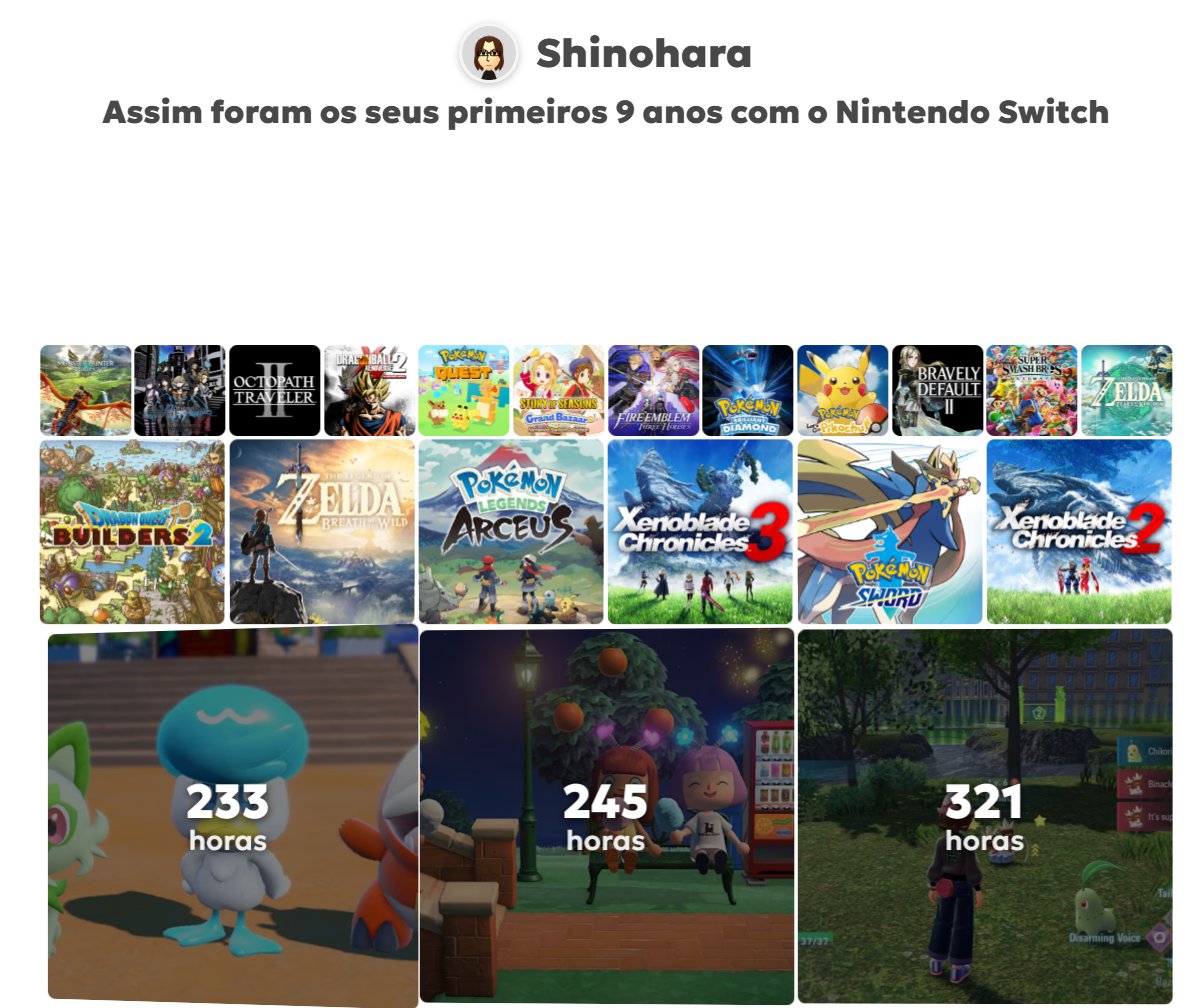 Entre Pokémons, RPGs e fazendinhas, a minha retrospectiva do Nintendo Switch foi bem legal

Entre um milhão de haters, se a gente joga é porque a gente gosta