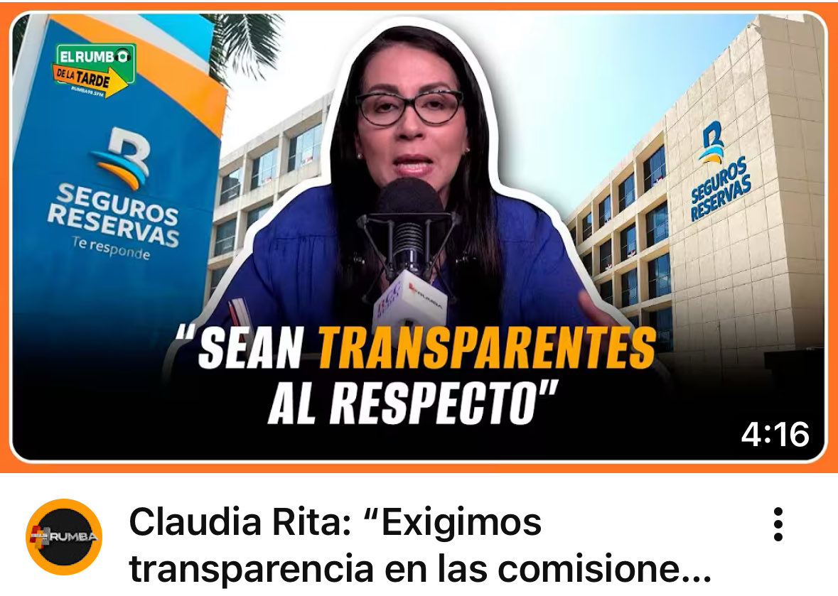 EXIGIMOS TRANSPARENCIA EN LAS COMISIONES DE SEGUROS BANRESERVAS

youtu.be/XIJ8Gfmt4qA?si…
