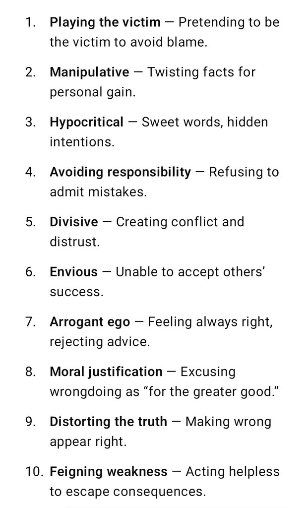 Playing the victim is a classic devil’s move.
Here are the traits of the devil.