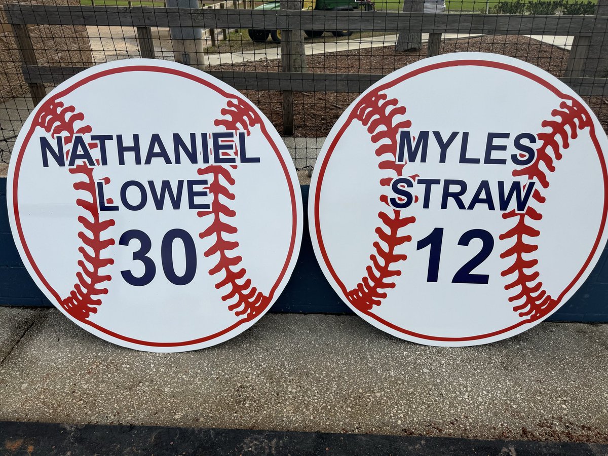SJR_BASEBALL's tweet photo. We are proud to announce that on Sunday Feb. 1st SJR State will honor former Vikings Nathaniel Lowe and Myles Straw before our game vs South Georgia. Numbers 12 and 30 will never be worn again! https://t.co/xxE6N2lb8e