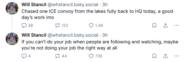 AlanMCole's tweet image. After a brief scare, Stancil has returned to surveilling ICE agents in his 2011 Honda Fit and he's in high spirits.

At some level you gotta respect the commitment.