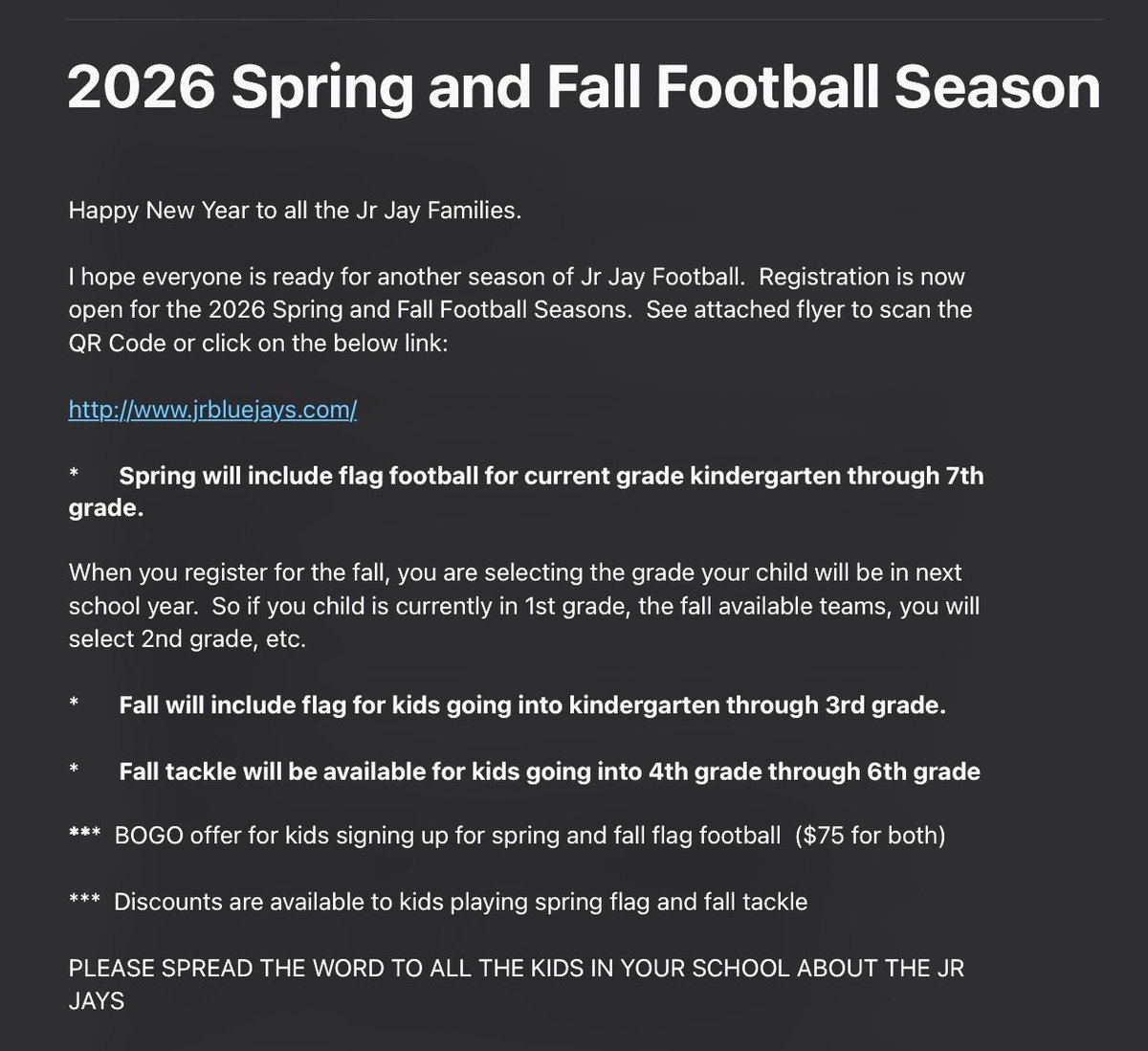 Junior Blue Jay Football tweet media