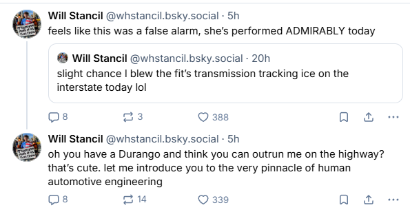 AlanMCole's tweet image. After a brief scare, Stancil has returned to surveilling ICE agents in his 2011 Honda Fit and he's in high spirits.

At some level you gotta respect the commitment.