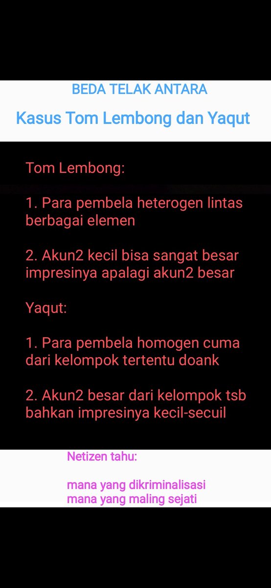 ...Beda telak antara kasus Tom Lembong dan Yaqut.

Bahkan netizen tahu-ngerti-paham:

Mana yang dikriminalisasi
Mana yang maling sejati

Iya gak sih? (``,)
