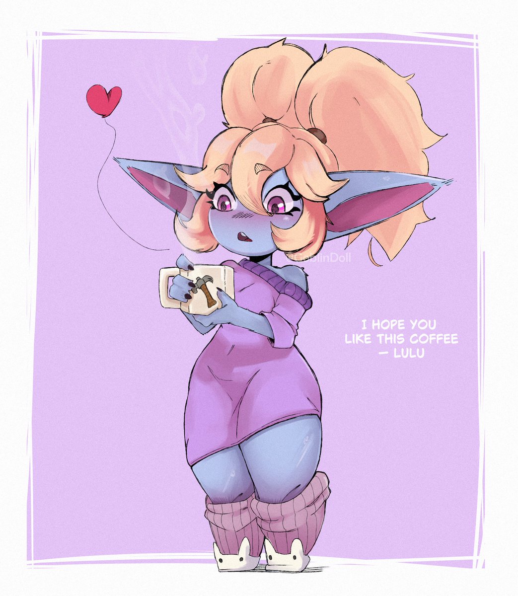 Goblin_Doll's tweet photo. Sometimes you just need a coffee. Poppy fanart https://t.co/ft3coxmFcS