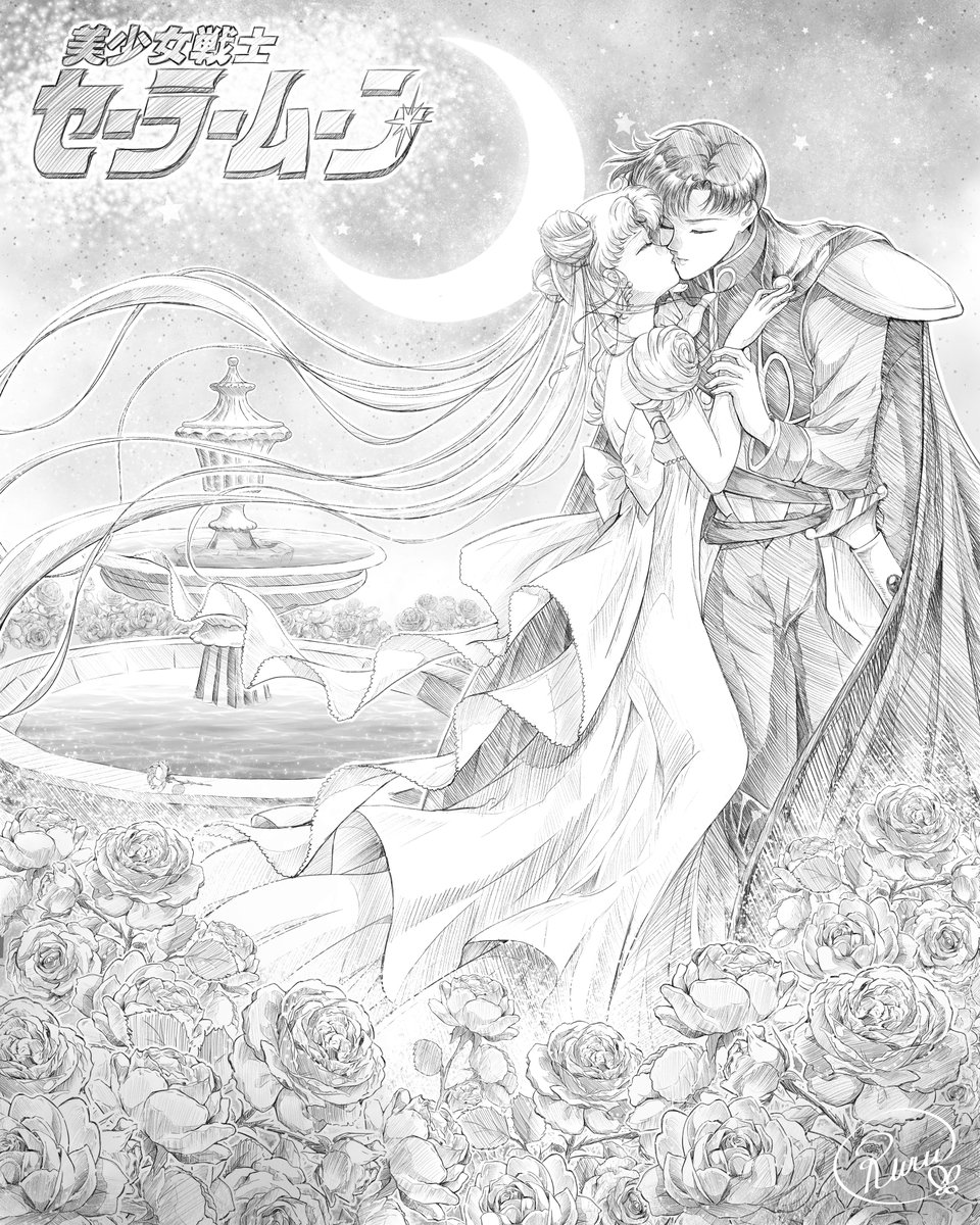 Beneath the silver crescent moon, Prince Endymion and Princess Serenity share a quiet kiss. Souls reborn from the Silver Millennium, eternally drawn together by fate.

#sailormoon #sailorstars #sailormoonart #セーラームーン #美少女戦士セーラームーン