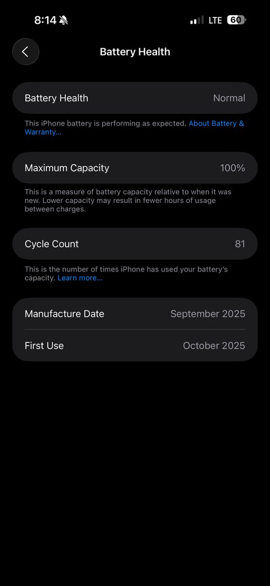 unsweetswishers's tweet photo. @samifathi Still running iOS 26.0.1 until they release a more stable iOS update. I got my phone shortly after the initial release. And battery has been pretty solid no major issues that I’ve noticed so far. https://t.co/vtfUTCvDBb