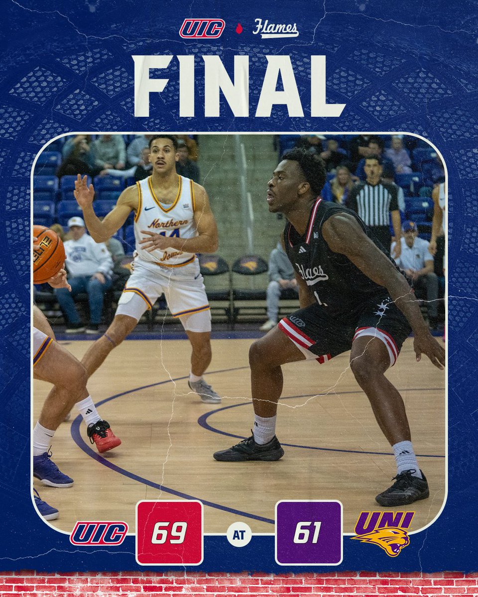 🔥🏀 FLAMES WIN - our first at UNI since 2008!

Momoh career-high 21 pts (9-9 FG)
Crawford career highs 14 pts/9 asst
Lowery 14 pts/6 rebs

#ChicagosCollegeTeam