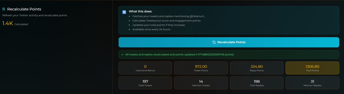 AirdropVenture4's tweet image. Gm 

to everyone grinding on 
@Zetarium_
 and trying to climb the #Zetarium leaderboard (like the 
@rails_xyz
  leader board)

If you are farming #Zetarium engage with this post

Got around 1.4k points and I’m still in the top 550

$BTC