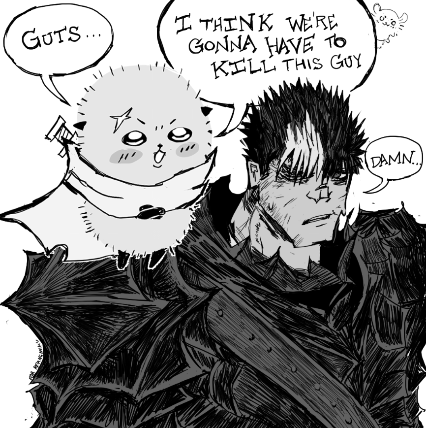 GENCZILLA's tweet image. Rakko and Guts Sketch
