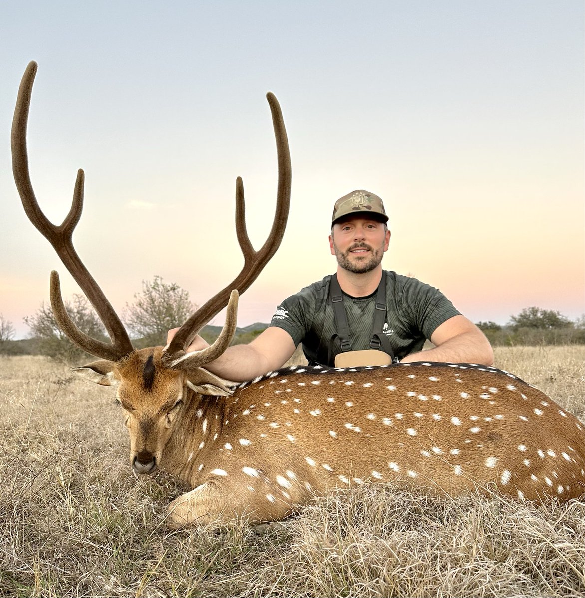 JCCinTexas's tweet photo. Tagged this beautiful axis buck out in West Texas at sunset. Nothing beats the chase and the bond with the land. Who is still hunting this season? 🦌🤠 #TexasHunting #AxisDeer https://t.co/86z33osJ1z