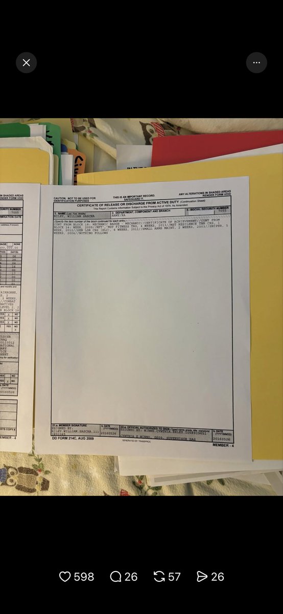 anthon7yandrews's tweet image. Sascha Barros has been very open about allowing all the things he has shared and continues to share on all platforms are ok to be used everywhere. Here is his DD-214 which he only redacted the SS number.