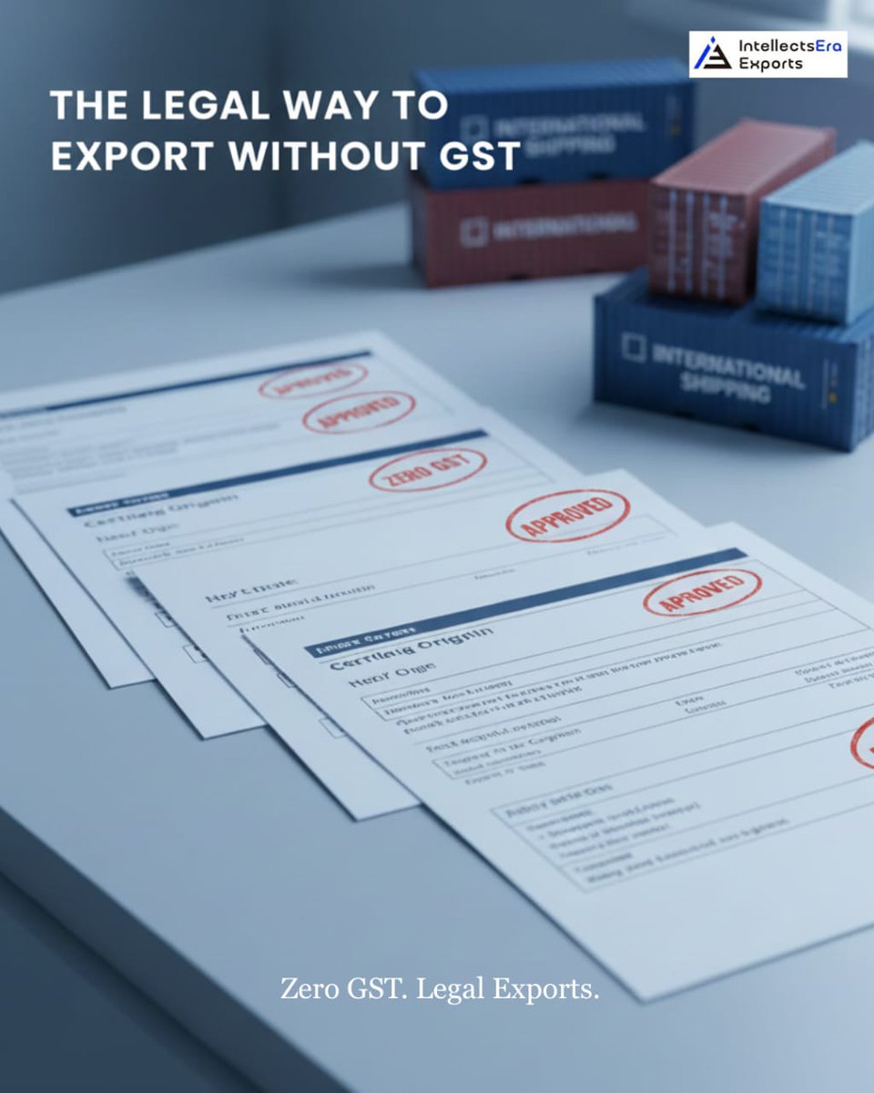 IEra_Exports's tweet photo. Exports are zero-rated under GST.
You can export legally without paying IGST upfront by filing an LUT — or pay IGST and claim a refund later.
Legal. Compliant. Smart exporting.
#GST #Exports #LUT #ZeroRatedSupply #GlobalTrade https://t.co/D5sjBCIeO2