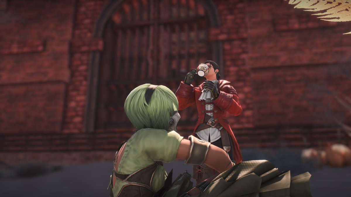 Not the 100 followers milestone, but here, have Mond'Absturz and Kaliken Absturz enjoying the windswept deep dungeon.