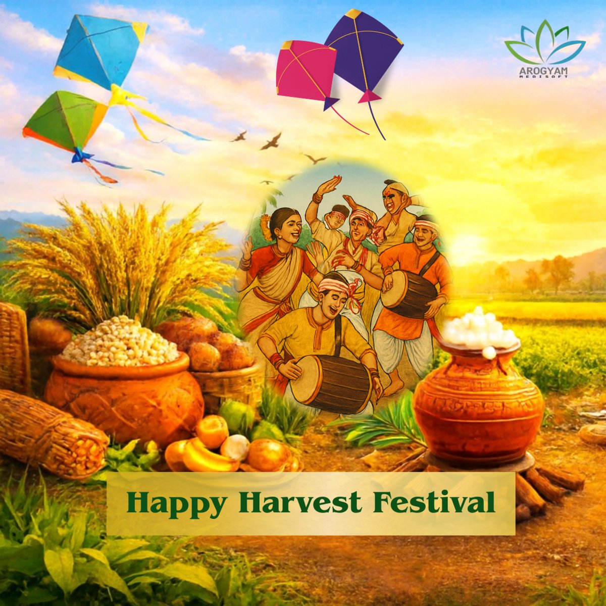 From harvest fires to soaring kites, celebrate this harvest season! This Makar Sankranti, Pongal, Magh Bihu, and Lohri, we honor the hands that harvest hope. Arogyam stands with you in this celebration by strengthening sustainable farming. #MakaraSankranti #Farming
