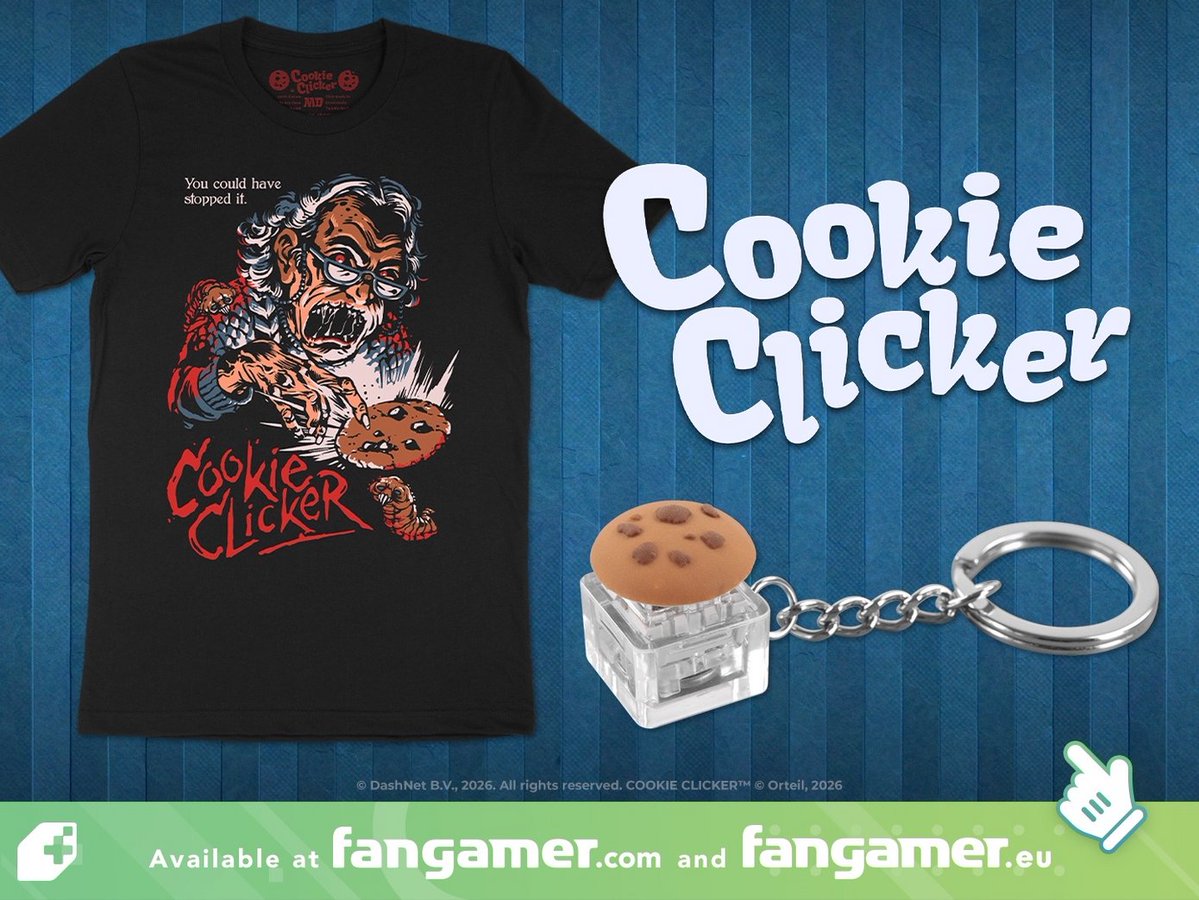 『クッキークリッカー』実際にクッキーを“クリック”できるキーチェーンと、“グランマ”Tシャツが発売
news.denfaminicogamer.jp/news/260114w

Tシャツには特典として「ボーナスステッカー」が付属。サイズはユニセックスおよびウィメンズで幅広く展開されている。顔のインパクトがすごい