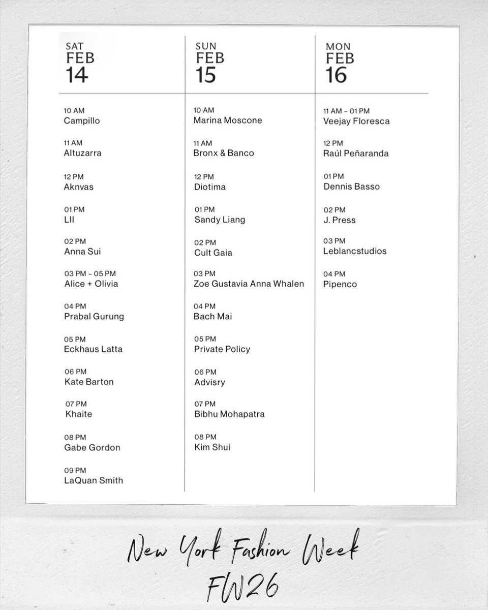 upnextdesigner's tweet image. NYFW SCHEDULE IS HERE