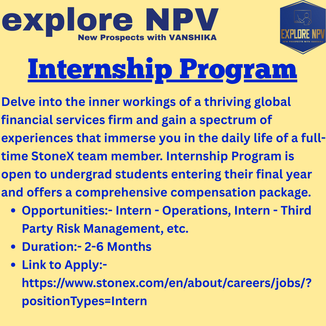 ExploreNpv's tweet photo. 📢 Early Careers Series – Chapter 9️⃣
🚀 Featuring StoneX — a global name in trading &amp; financial services 🌍💹

At Explore NPV, Jaipur 🎓🏫, we prepare you for opportunities like these with CFA 📘 | FRM 📕 | Financial Modelling 📊

Start early. Think global. Build smart. 💡📈 https://t.co/tuiZYBfExv