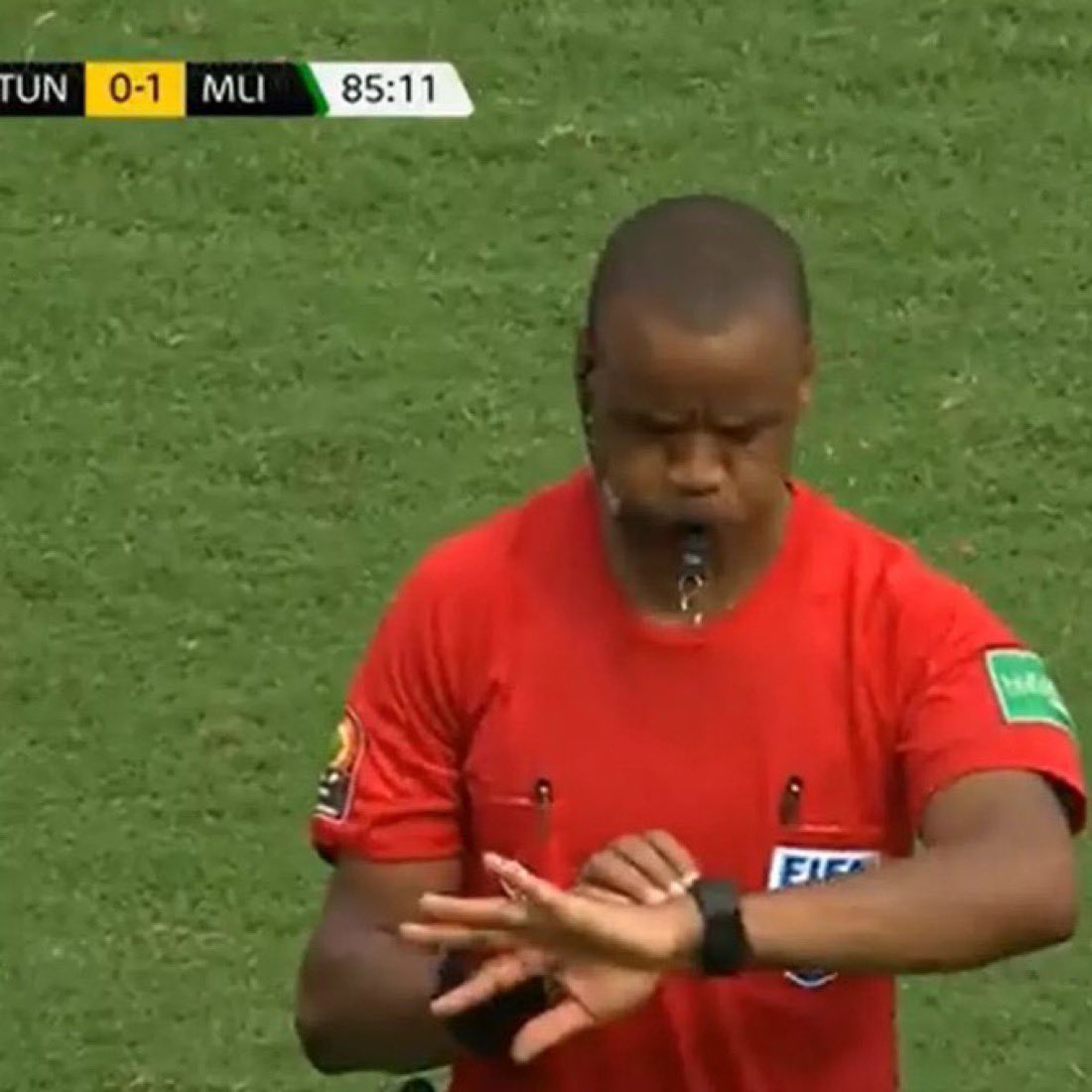 Morocco 1-0 Nigeria 

85 minutes Ghanaian referee