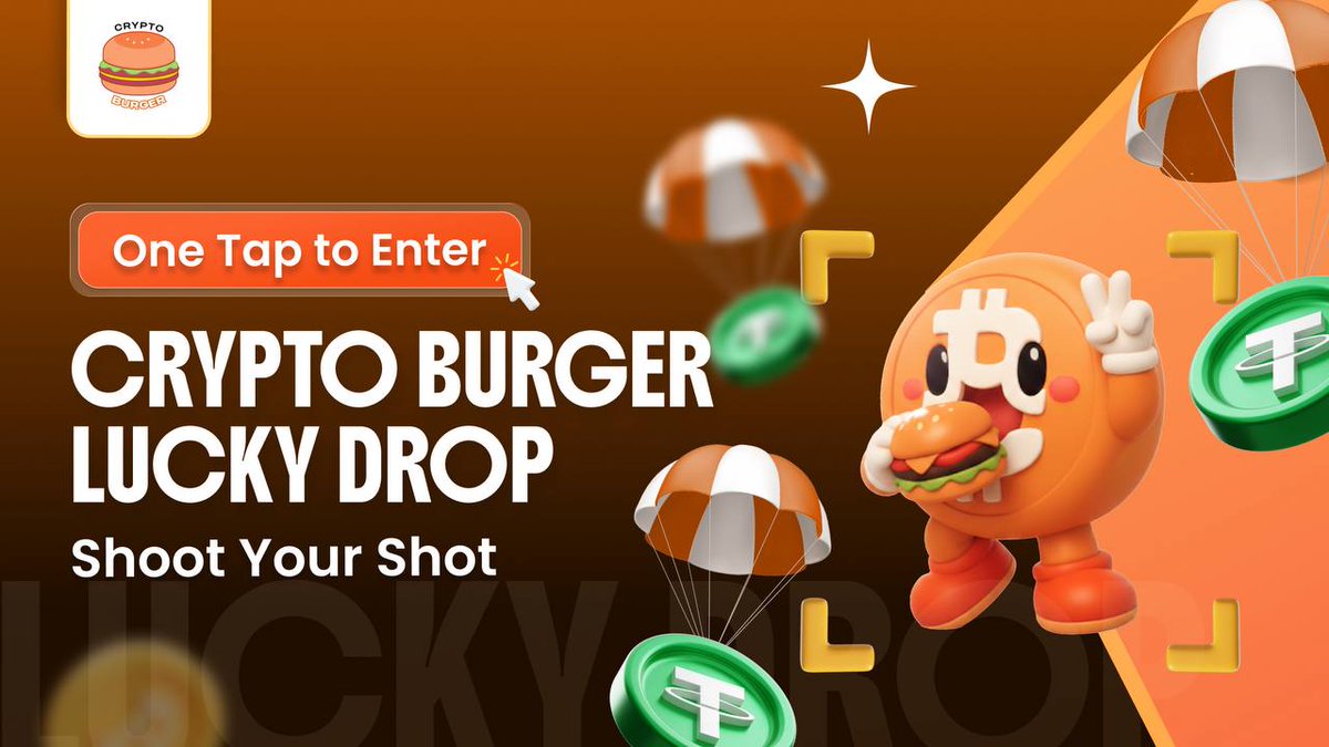 🍔 Crypto Burger Lucky Drop 💰 50 USDT Giveaway 🎯 5 Lucky Winners Shoot  your shot, one tap is all it takes. How to enter 👇 ✓ Follow  @CryptoBurgerBTC 🔁 Quote this