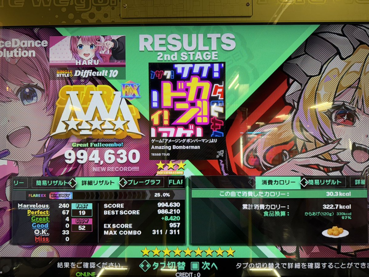 今日のDDR、他の鳥リザルトをあげます🕊️🌟 今日は無理をせずにレベル