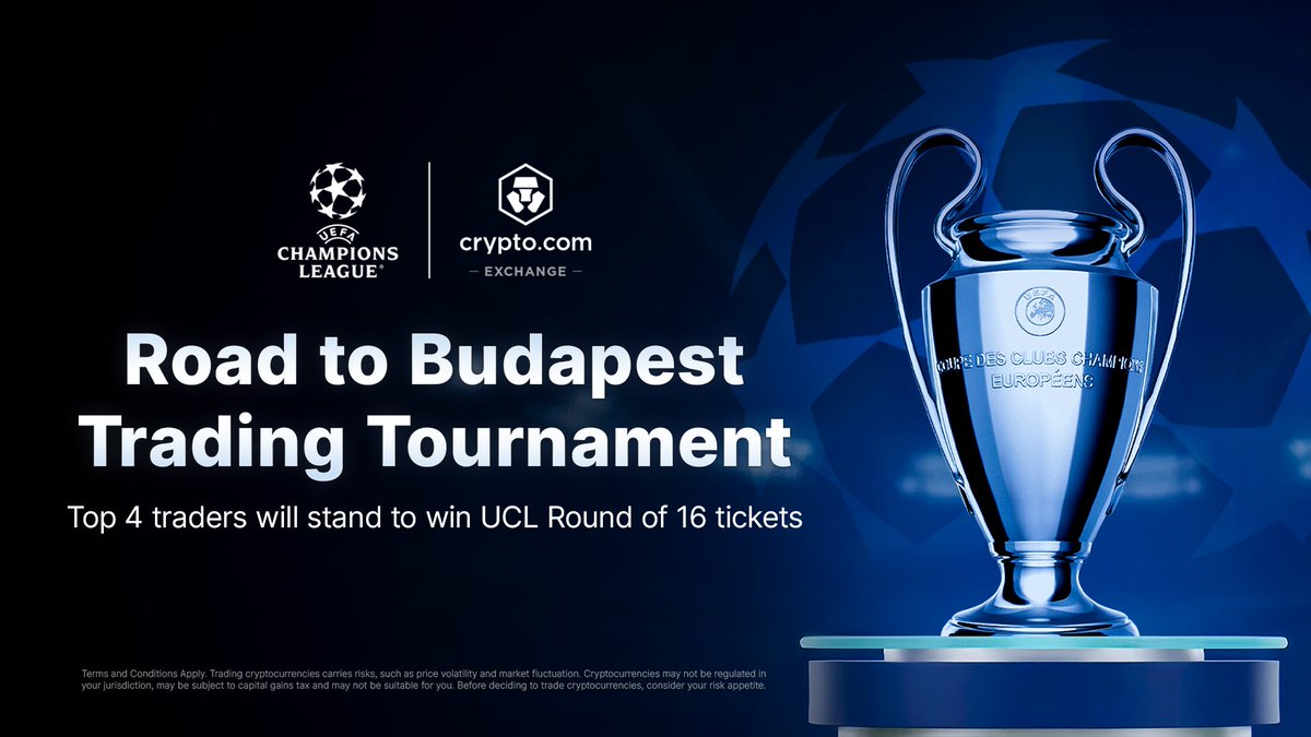 ⚽ Road to Budapest Trading Tournament [Round of 16] is live in the  https://t.co/A7lhUEyoao Exchange Trading Arena 🏆 Top traders will win up  to 1,000 $USDC and a pair of First Class