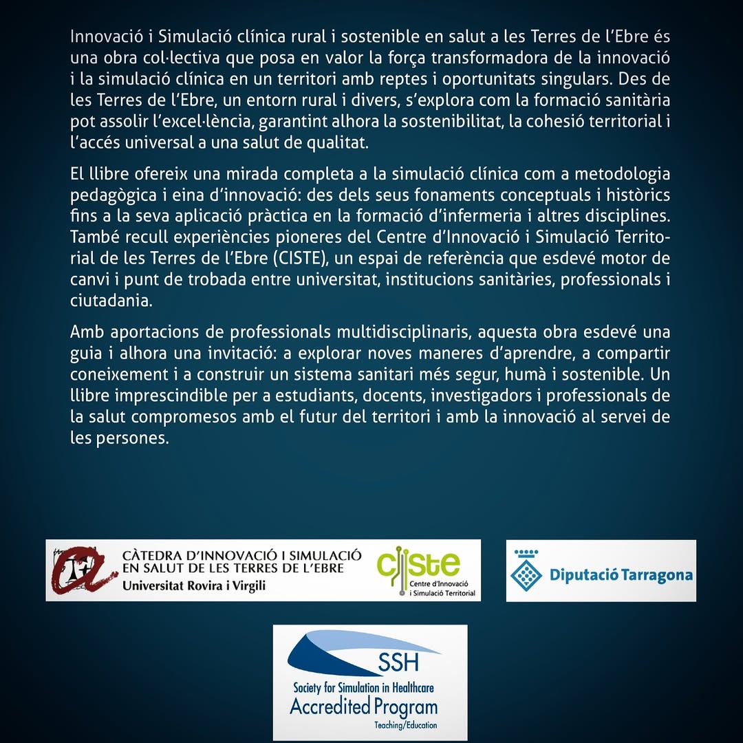 📘 Com  es pot assolir una formació sanitària d’excel·lència en entorns rurals,  garantint alhora la sostenibilitat, la cohesió territorial i l’accés  universal a una salut de qualitat?

👉 Descobreix el projecte
🔗 ciste.cat/llibre