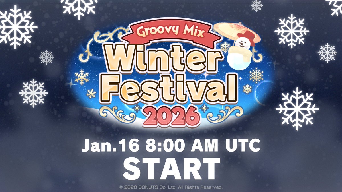 D4DJ_game_EN's tweet image. 【NOTICE】
Groovy Mix Winter Festival 2026
Jan.16  8:00 AM UTC START!⛄

#D4DJ #GroovyMix