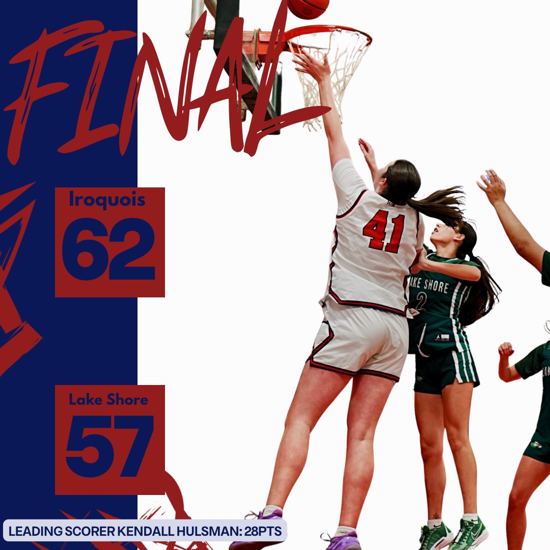 Great league win tonight for your Lady Red Hawks! On the road tomorrow at JFK! 
Scoring: 
Hulsman: 28pts
Bracken: 15pts
Grieble: 8pts
Mescall: 4pts 
Vetter: 3pts
Camillo: 2pts
Massing: 2pts