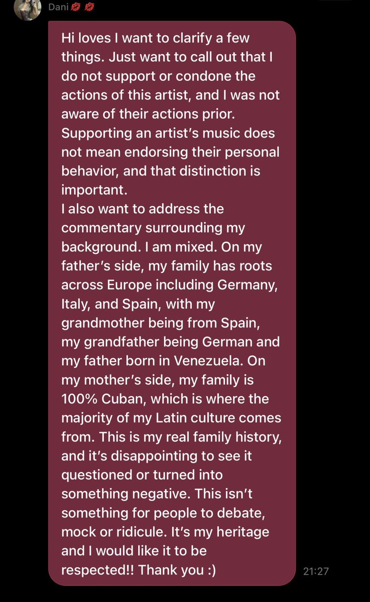 daniela clearing up things about the things she recently been getting hated on about on weverse :(