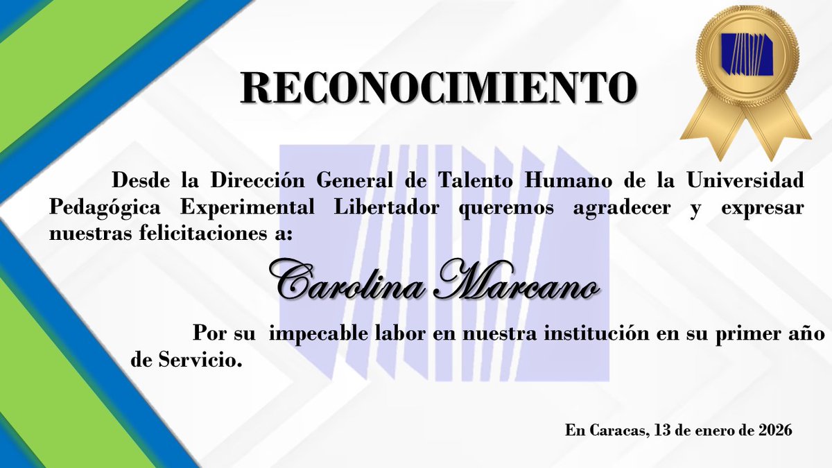 Es un honor para nosotros que forma parte de #LaUniversidadDeLosMaestros #UPEL #ReconocimientoLaboral #Rectorado