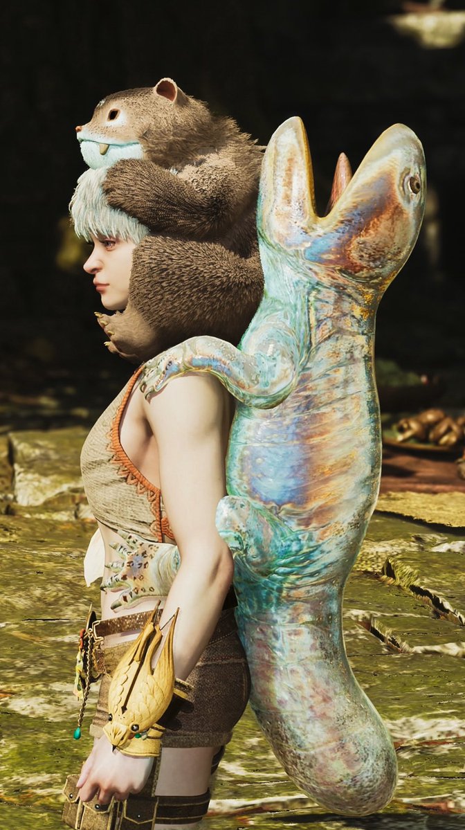 nameko_MHW's tweet image. 頭にモリバーが無理やりしがみついたせいで、ゼレドロンが顎グイッされてる図
#MHWilds