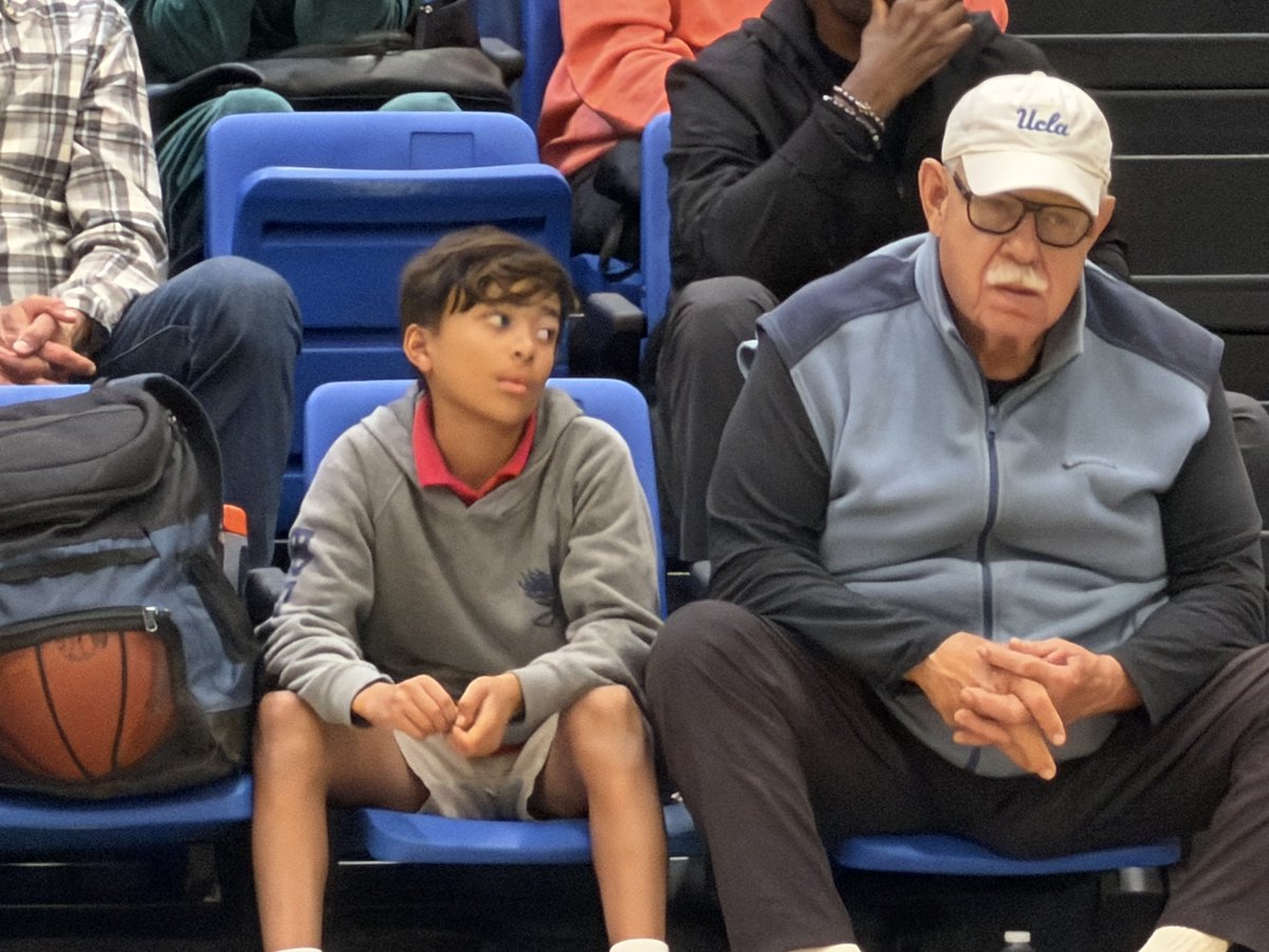 That’s grandfather Bailey with fifth-grade son of Toby, a soccer star like his mom.