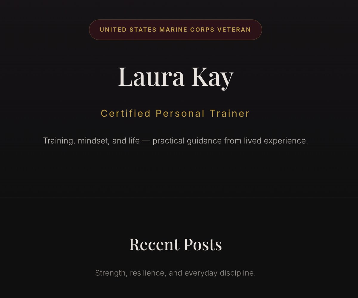 LauraKay_CPT's tweet photo. New blog space is up and running. I'm looking forward to continuing my story.  https://t.co/fA7O4WVJHI  
#personalblog #resilience #strength #discipline #blog #bravozulu https://t.co/v4SuzQPRFq