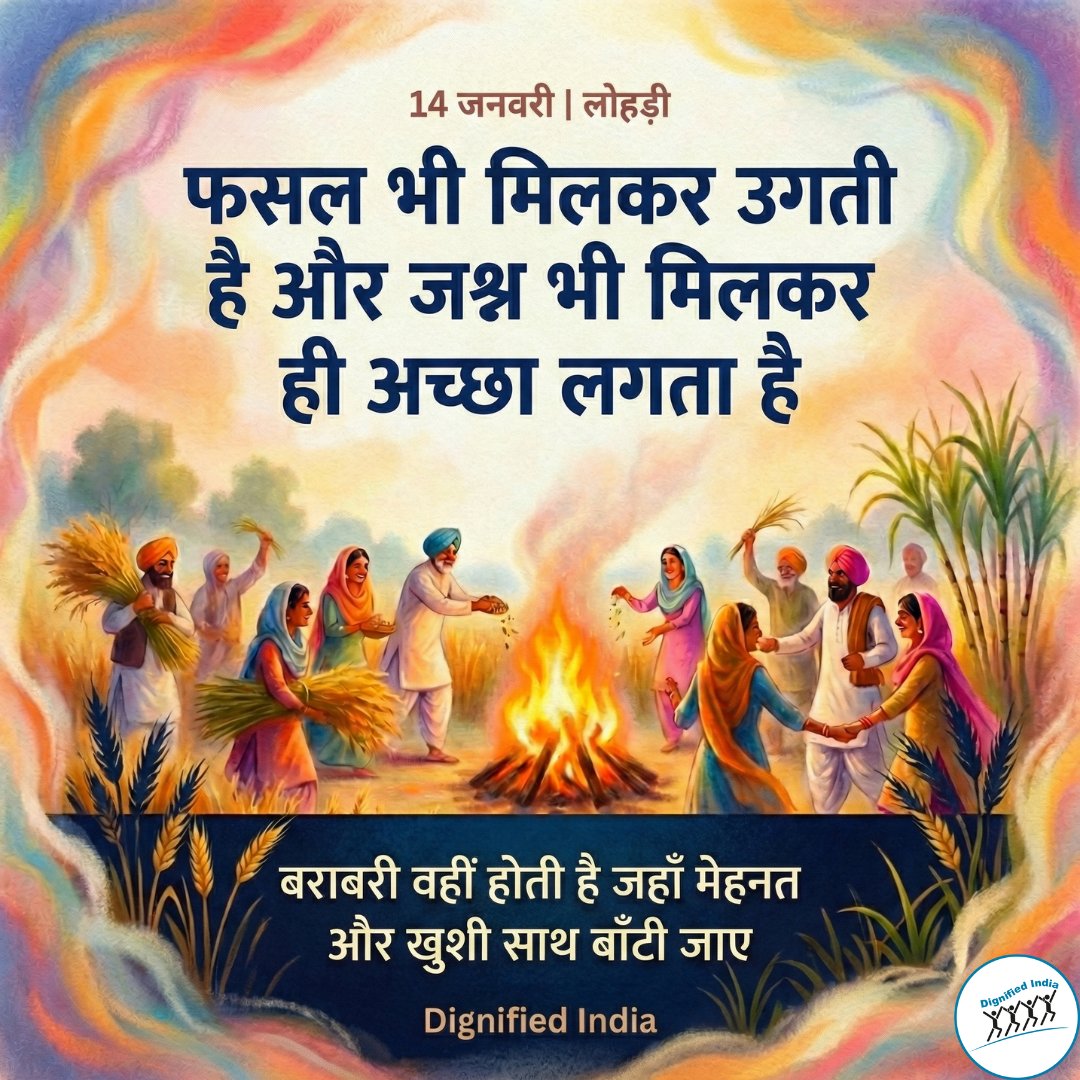 लोहड़ी हमें प्रकृति, मौसम और एक-दूसरे के साथ मिलकर रहना सिखाती है!

सभी को लोहड़ी की शुभकामनाएँ!

#फसल_उत्सव #समानता #सौहार्द