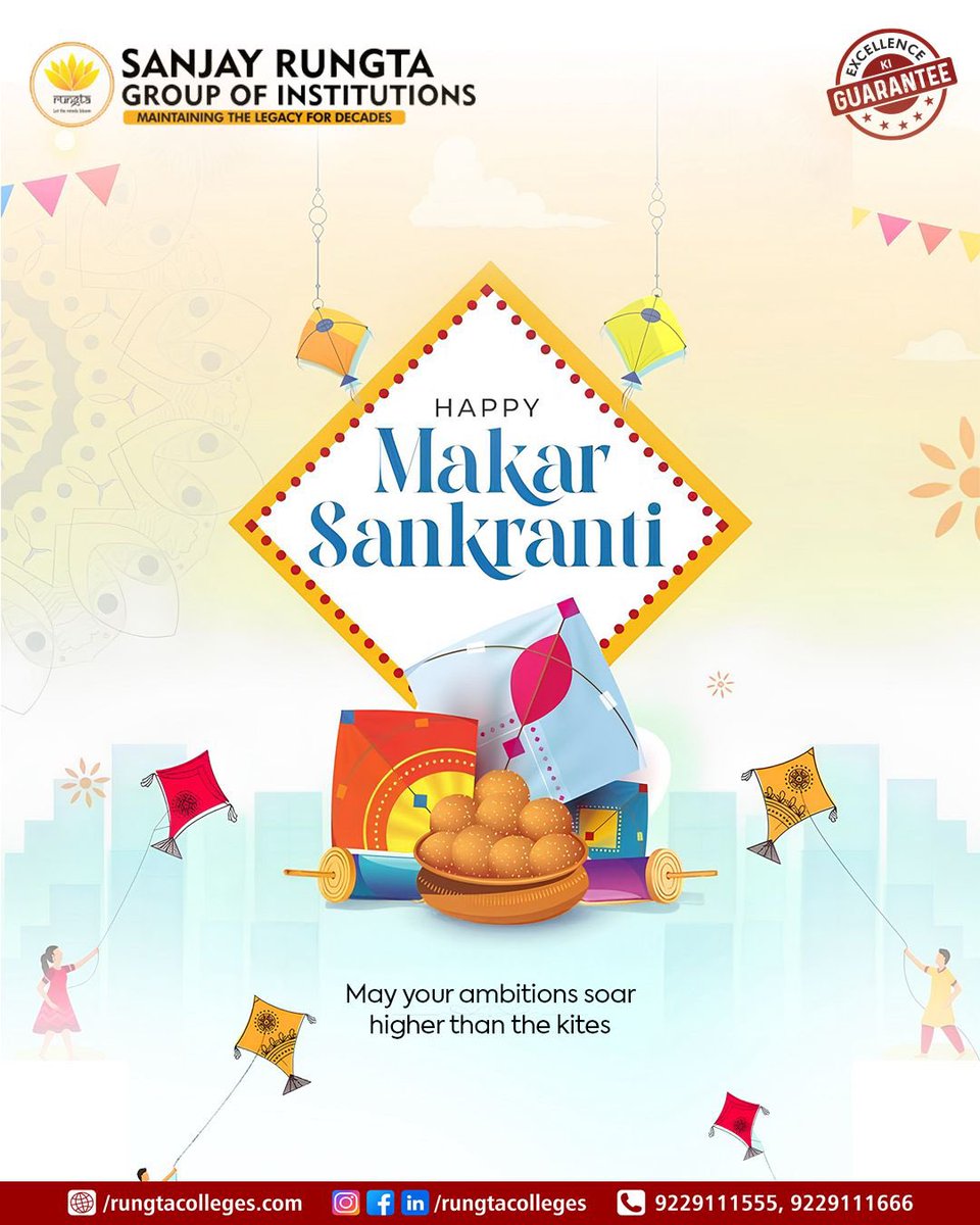 RungtaGroup's tweet photo. May this Makar Sankranti lift your dreams as high as the kites in the sky 
and fill your journey with knowledge, hope, and positivity 

As we celebrate new beginnings,
may learning guide your path and ambitions soar higher than ever.

#HappyMakarSankranti #FestivalOfNewBeginnings https://t.co/OOrJdIZgaw