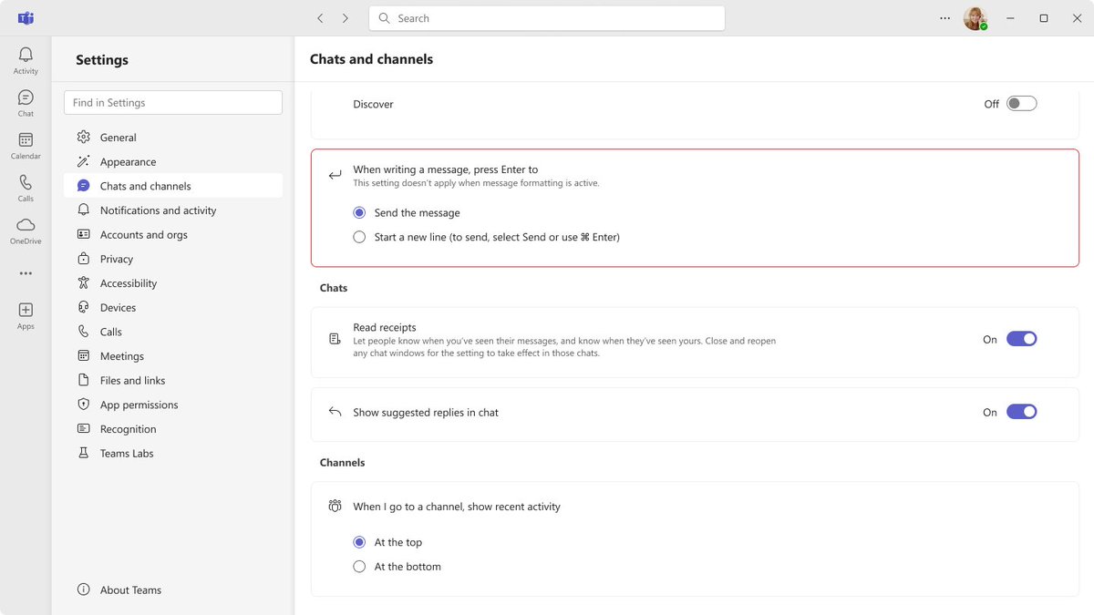 ai_yamasaki's tweet photo. これは朗報! 🥳
Microsoft Teams チャットの設定で Enter キーの挙動を選択できるようになる。
Enter キーを押下したときの挙動オプションは次の通り。

✅メッセージを送信する (既定)
✅改行する

改行を選んだ場合は、Ctrl/Cmd + Enter キーで送信できる。これまで通り Shift+Enter だと必ず改行。

この設定はユーザーごとで、デバイス間でローミングされる。管理者の設定は不要。

📆ロールアウト
対象リリース: 2026年2月上旬～中旬
GA: 2026年2月中旬～下旬

💻対象
デスクトップ版および Web版のTeams