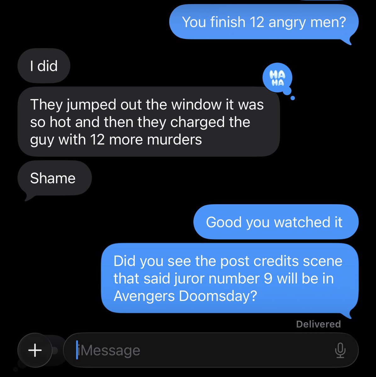 CarsonSHiggins's tweet image. When your friend says he was gonna watch 12 Angry Men for the first time