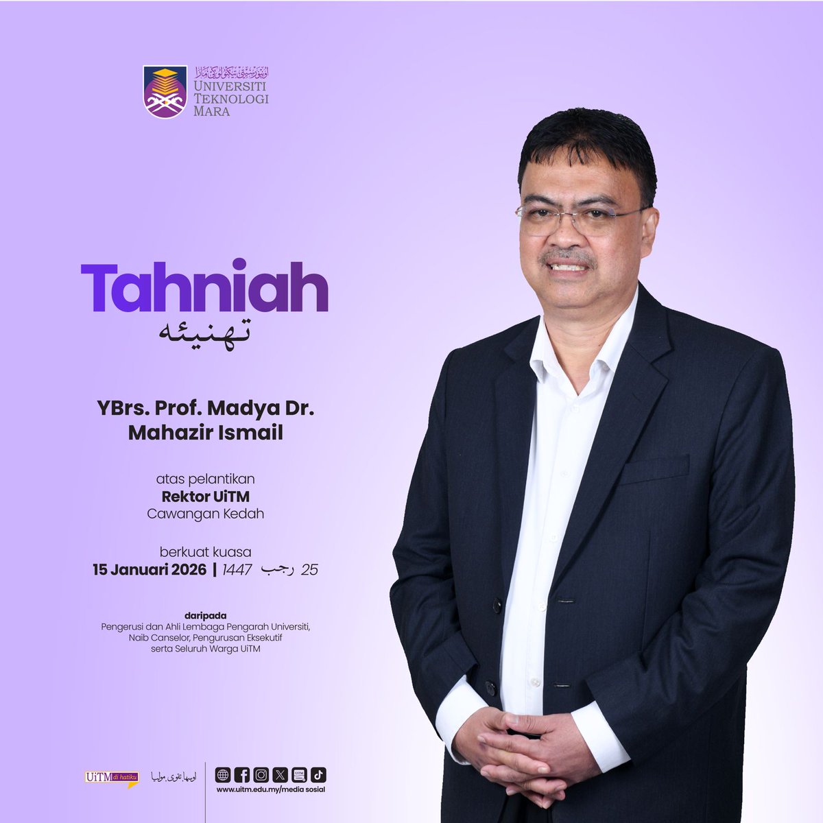 uitmofficial's tweet photo. [𝗛𝗘𝗕𝗔𝗛𝗔𝗡 𝗣𝗘𝗟𝗔𝗡𝗧𝗜𝗞𝗔𝗡 𝗥𝗘𝗞𝗧𝗢𝗥]
Setinggi-tinggi ucapan tahniah diucapkan kepada Rektor-rektor UiTM Cawangan atas pelantikan &amp; pelantikan semula. Selamat menjalankan tugas. https://t.co/tWJNLZrZYk