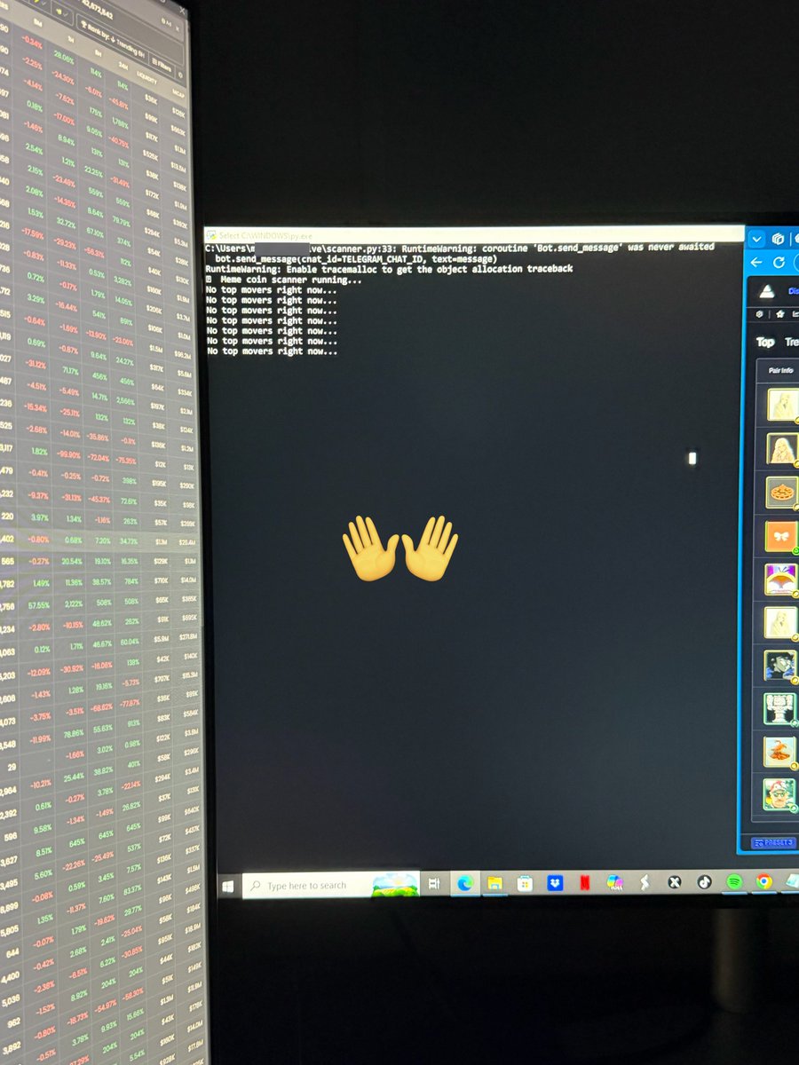 I just built and ran a real Telegram crypto scanner bot 🥰 It still needs  improvements, but I did it