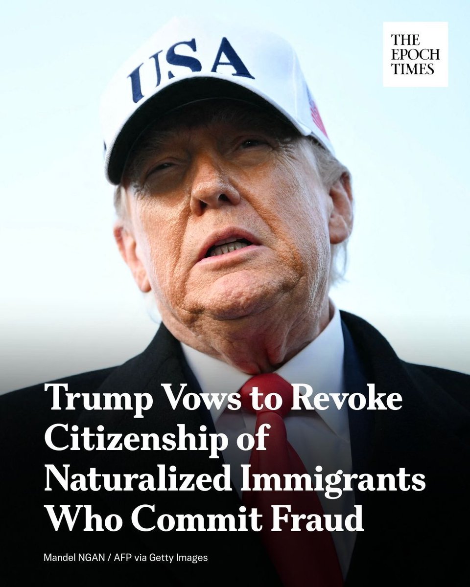 EpochTimes's tweet image. 🚨 𝐓𝐫𝐮𝐦𝐩 𝐕𝐨𝐰𝐬 𝐭𝐨 𝐑𝐞𝐯𝐨𝐤𝐞 𝐂𝐢𝐭𝐢𝐳𝐞𝐧𝐬𝐡𝐢𝐩 𝐨𝐟 𝐍𝐚𝐭𝐮𝐫𝐚𝐥𝐢𝐳𝐞𝐝 𝐈𝐦𝐦𝐢𝐠𝐫𝐚𝐧𝐭𝐬 𝐖𝐡𝐨 𝐂𝐨𝐦𝐦𝐢𝐭 𝐅𝐫𝐚𝐮𝐝

“If you come to America to rob Americans, we’re throwing you in jail."

Read the full article in the comment below.