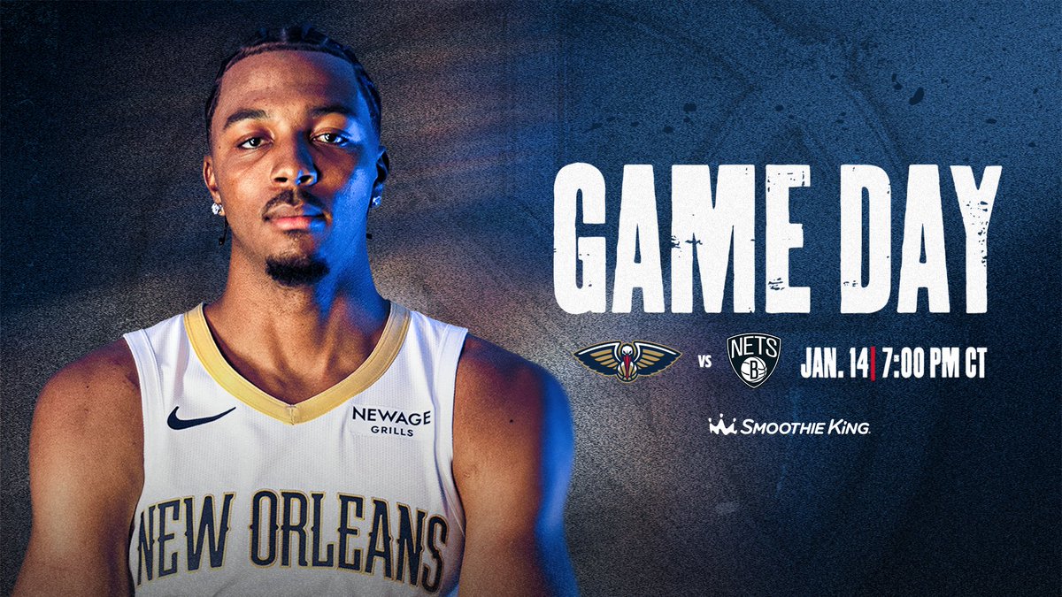 PelicansNBA's tweet image. back at it tonight.

🆚 Brooklyn
🕒 7:00 PM CT
📺 GCSEN | Pelicans+
📻 WWL Radio

#Pelicans | @SmoothieKing