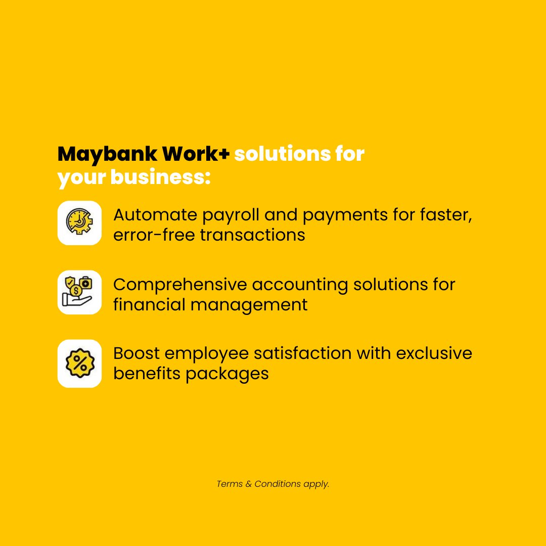 MyMaybank's tweet photo. Ready to huat big? Manage your daily operations and payroll easily with Maybank Work+, the one-stop solution to help your business start strong. Sign up before 31 March 2026. Visit https://t.co/HI93hwD2PL and stand a chance to win a Mitsubishi Triton and cash prizes. #MaybankSME https://t.co/V4cYij46uN