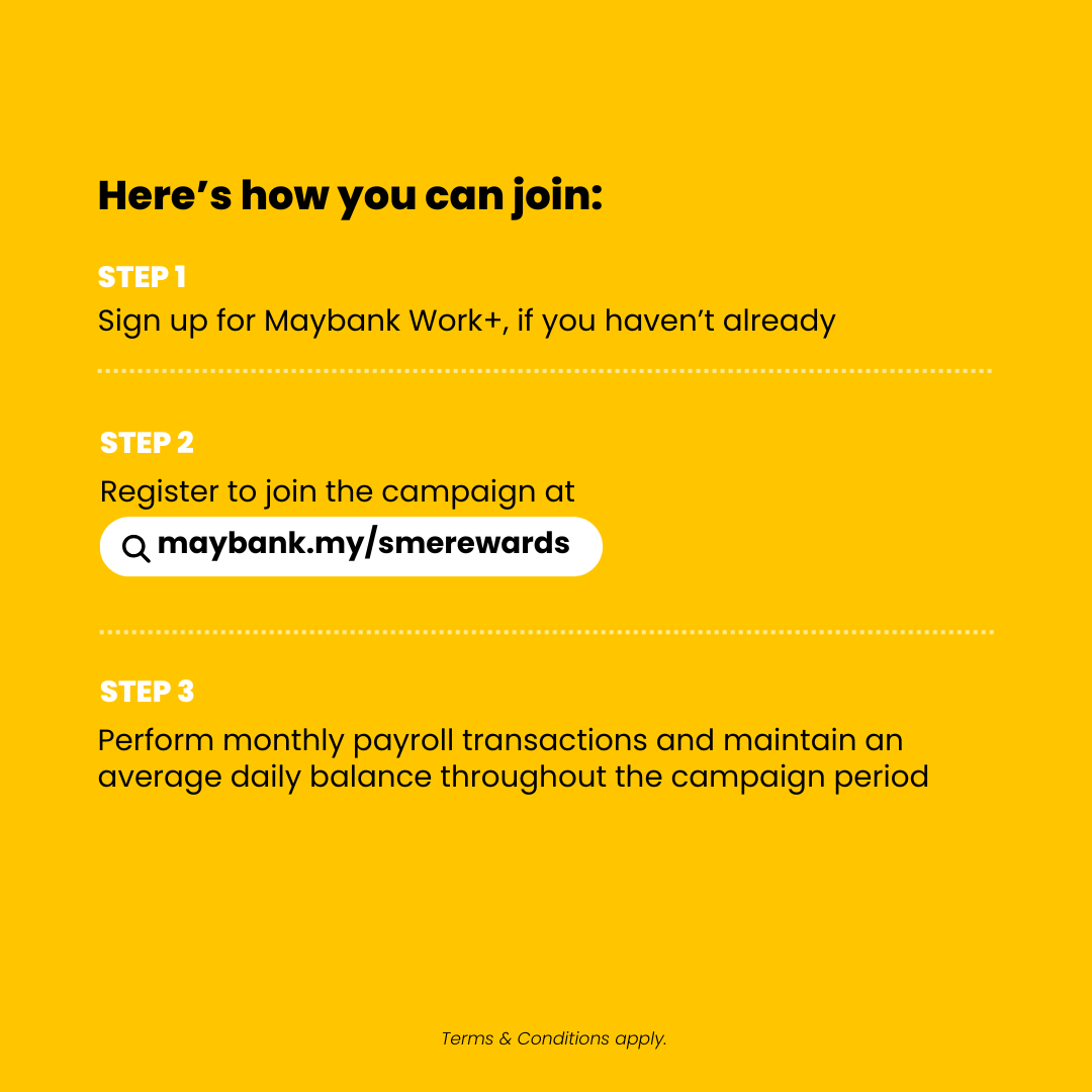 MyMaybank's tweet photo. Ready to huat big? Manage your daily operations and payroll easily with Maybank Work+, the one-stop solution to help your business start strong. Sign up before 31 March 2026. Visit https://t.co/HI93hwD2PL and stand a chance to win a Mitsubishi Triton and cash prizes. #MaybankSME https://t.co/V4cYij46uN