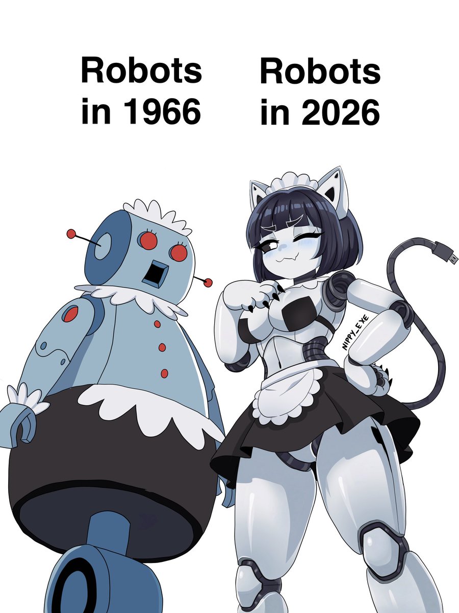 Nippy_EXE's tweet image. we’ve come so far 😌 #nippyart #robot #vtuber #catgirl #robotgirls