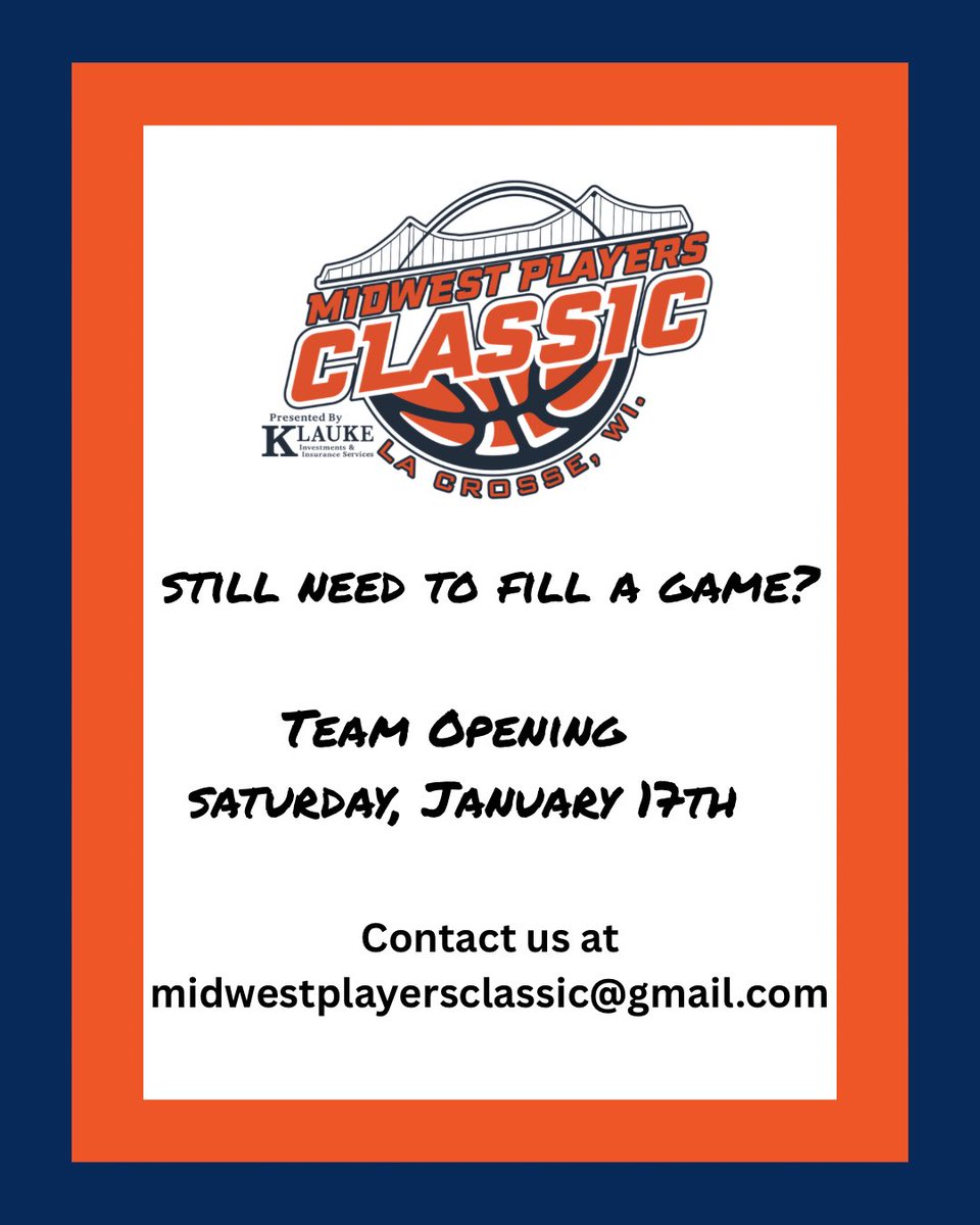 We find ourselves with an immediate need for a team for Saturday of this week 1/17/26 due to withdrawal due to illness/injuries. Reach out if interested and in need for details.