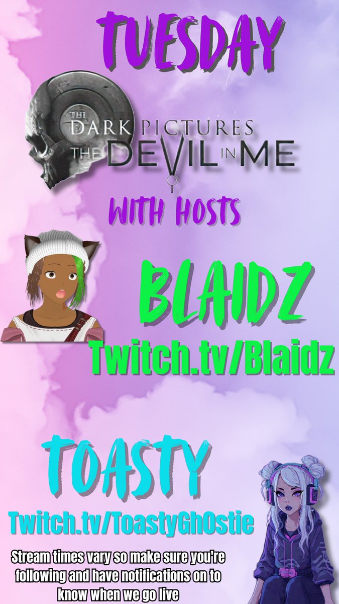 Get in here if you love me!!!
twitch.tv/blaidz | twitch.tv/toastygh0stie

<a href="/SuperMGames/">Supermassive Games</a> <a href="/Twitch/">Twitch</a> #NowPlaying #livestreaming #SmallStreamersConnect #SupportSmallStreamers #twitchstreamer #VTubers