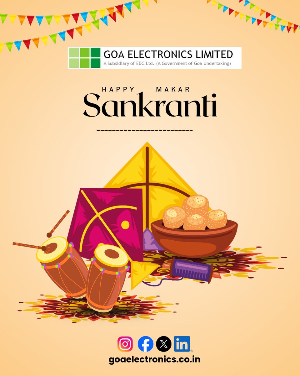 GoaElectronics's tweet photo. Happy Makar Sankranti ✨🧵
#gel #govtgoa #happymakarsankranti https://t.co/WbByztFGE1